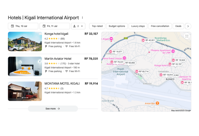 Rwandan business owner optimizing Google Business Profile and SEO to improve local search visibility.