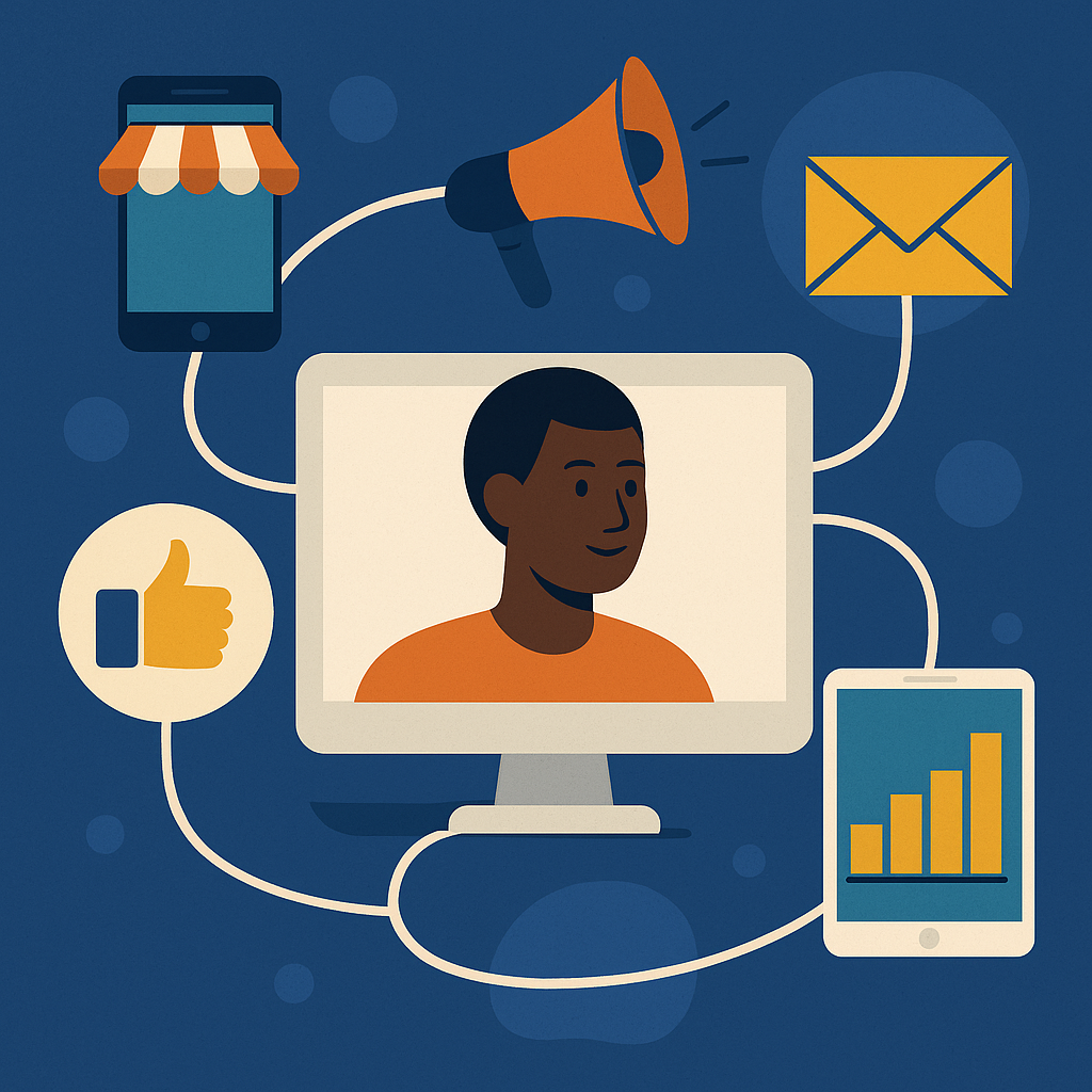 A digital marketing strategist mapping omnichannel touchpoints for a Rwandan business in 2025